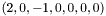 $(2, 0, -1, 0, 0, 0, 0)$